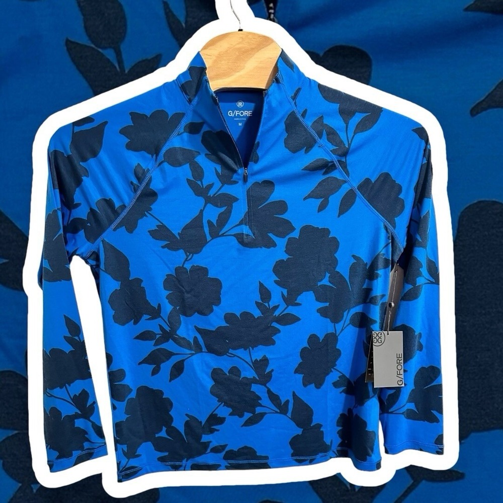 G/Fore G4 Luxe 1/4 Zip Mens M Racer floral Golf pullover NEW NWT $155 Retail
